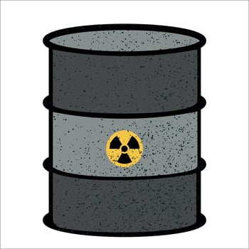 Nuclear waste barrel with radioactive symbol vector