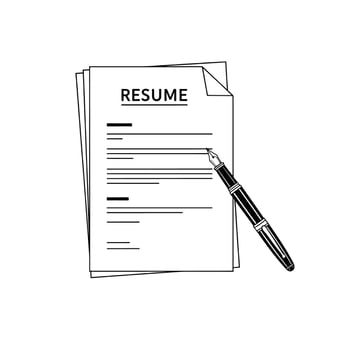 Resume document with pen design simple black and white job application concept vector