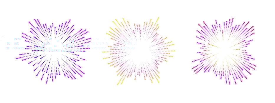 Abstract sound waves represented by colorful circular patterns. The design features three distinct wave forms radiating outward in vibrant hues vector