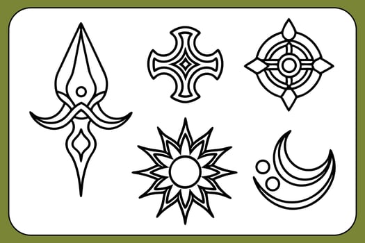 Six Black Silhouette Tattoo Icons Stylized Celtic Designs vector