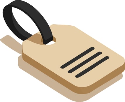 Hanging price tag with black strap and beige label for retail and marketing purposes illustration vector