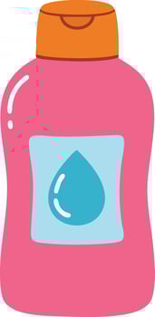 Pink and orange water bottle with droplet label simple illustration for hydration and beverage design vector