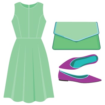 set of trendy womens clothes isolated illustration on white background vector