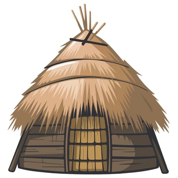 african hut with thatched roof isolated illustration on white background vector