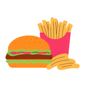 Burger and French Fries Combo Meal Flat Illustration png