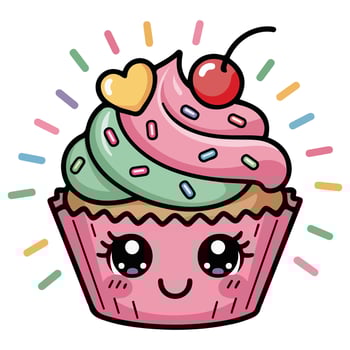 hand drawn food doodle cupcake isolated illustration on white background vector