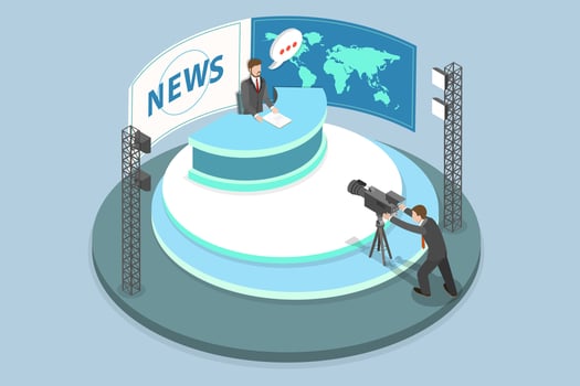 3D Isometric Flat Conceptual Illustration of News, Television Broadcast vector