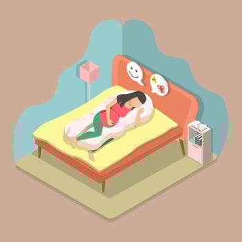 3D Isometric Flat Conceptual Illustration of Pillow for a Pregnant Woman, Healthy Night Sleep vector