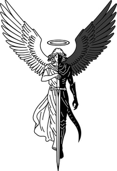 Angel and Demon Duality in Monochrome vector