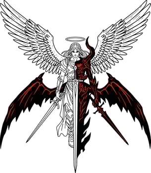 Angel and Demon A Battle of Two Sides vector