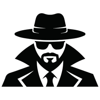 man in suit secret service agent icon isolated illustration vector