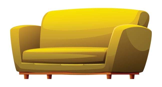 Cozy armchair sofa with wooden legs, perfect for a modern living room. Cartoon illustration vector