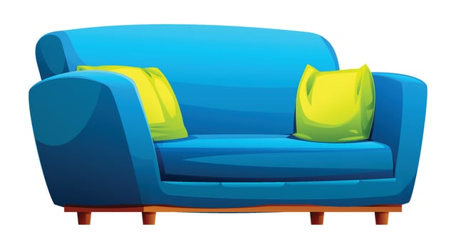 Blue couch with yellow pillows vector