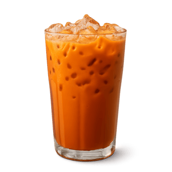 Refreshing Thai Iced Tea in Glass with Ice Cubes png