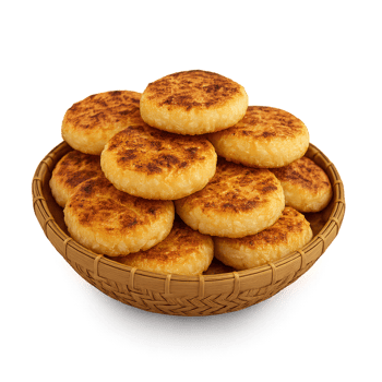 Delicious Grilled Khao Jee in a Traditional Basket Presentation png