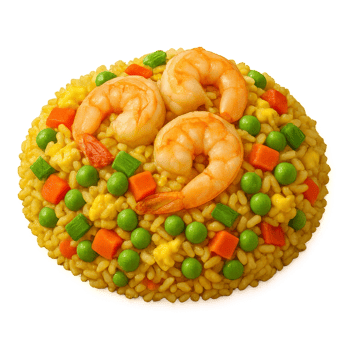 Delicious Fried Shrimp and Rice with Colorful Vegetables png