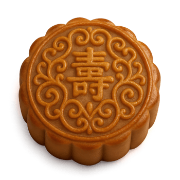 Intricate Mooncake Design with Chinese Characters and Patterns png