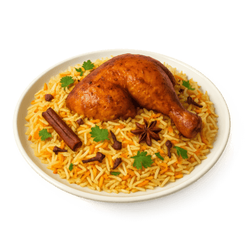 Savory Chicken Biryani with Aromatic Spices and Fresh Herbs png