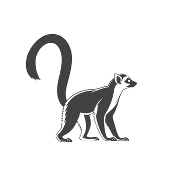 Ring tailed lemur silhouette wildlife animal graphic vector