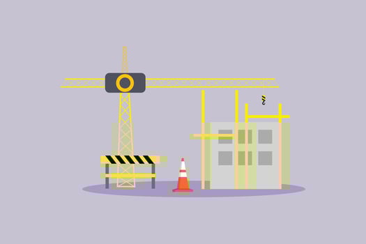 Construction process. Construction Concept. Colored flat illustration isolated vector