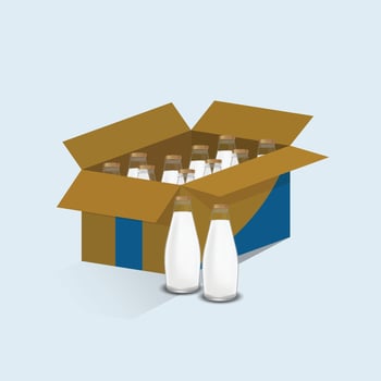 One box of white milk glass bottles design illustration vector