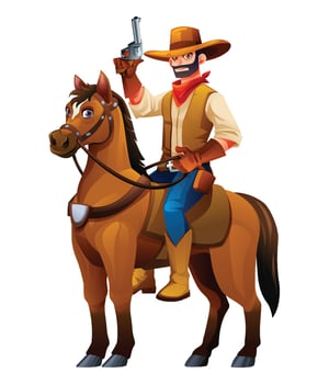 Cartoon cowboy on a horse vector