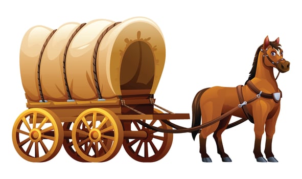 Illustration of horse and wagon vector
