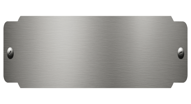 Brushed Steel Sign Board Cut Out, Blank Metal Plate for Name or Logo Design. png
