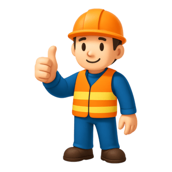 A cartoon construction worker giving the thumbs up png
