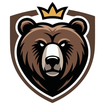 Bear head logo with honey pot isolated white background vector