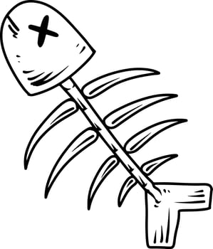Fish bone skeleton line drawing vector