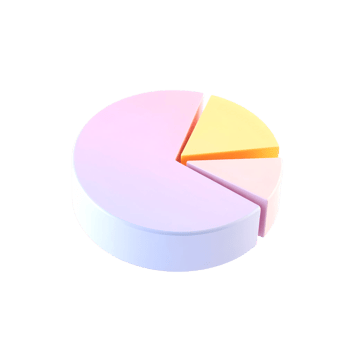 3D pastel pie chart illustration. Data visualization, analysis, and business presentation. png