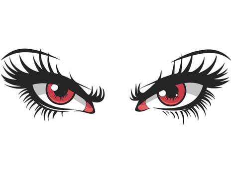 Angry comic eyes for decal isolated white background vector