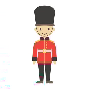 Royal British Guardsman. Soldier of the Royal Guard in traditional uniform. Flat illustration on white background vector