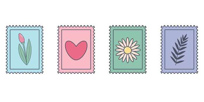 Postage stamp set. Vintage stamps collection. illustration vector
