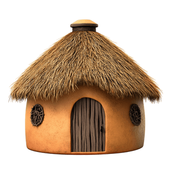 Small Straw Roof Hut Featuring a Simple Door on Transparent Background png