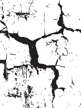 Cracked Surface Texture Black and White Distress Overlay for Design Projects vector