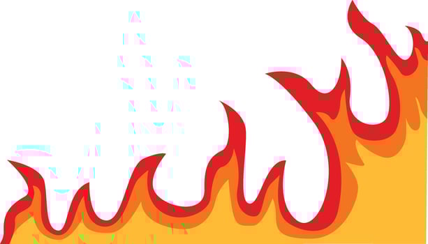 Flame Border Illustration with Cartoon Design, Isolated on White Background. vector