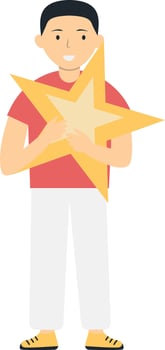 Person Giving Star for Customer Review Rating, Cartoon Character vector