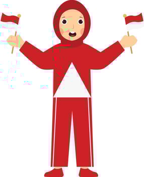 Little Girl Holding Indonesian Flag vector