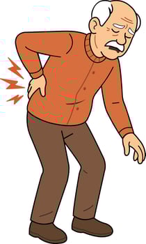 Elderly Man Suffering From Back Pain vector