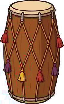 Traditional Indian Dhol Drum with Tassels vector