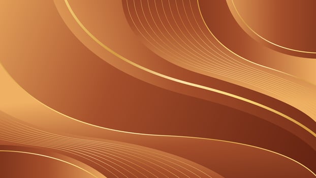 Abstract bronze luxury wave background with gold lines vector