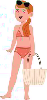 Girl in Swimwear with Sunglasses vector