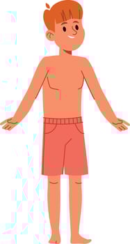 Smiling Boy in Swim Trunks Kid vector