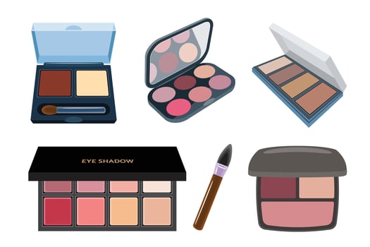 Set of Palettes Makeup Products illustration vector