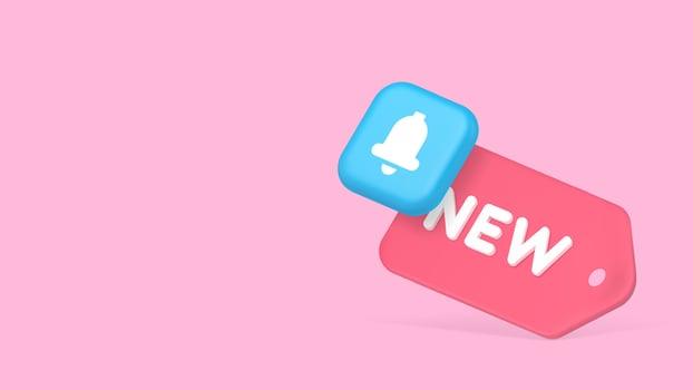 New arrival shopping tag ring bell announcement notification copy space banner vector