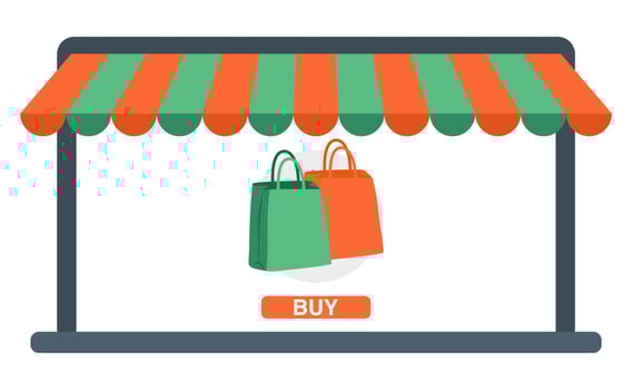 Laptop Online Store with Shopping Bag. E-Commerce Website Interface on Laptop. Online Shop Display on Laptop with Tote Bag vector
