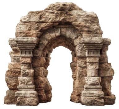 Stone Archway Ancient Ruins Ruined Roman Style Architecture Detailed Textured Stonework Isolated Transparent Background png