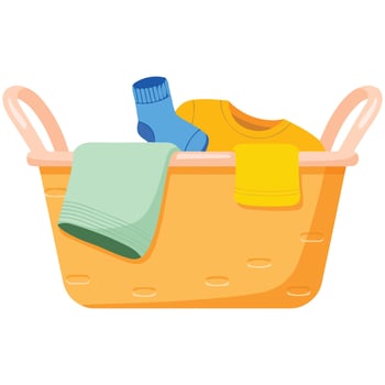 Basket dirty laundry household isolated white background vector
